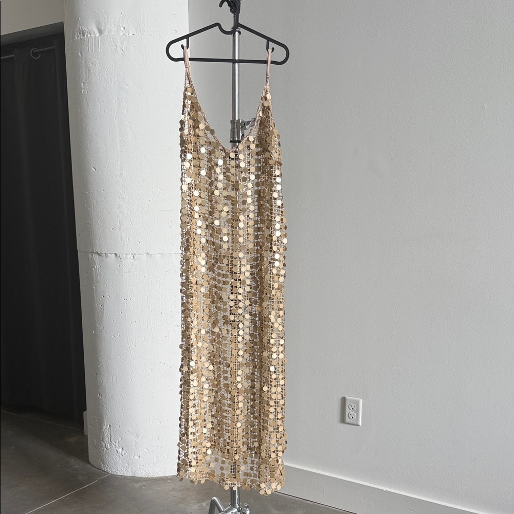 Nasty Gal Gold Sequin Maxi Slip Dress
